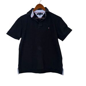 Tommy Hilfiger Navy Blue Polo with Light Blue Accent Striped Collar